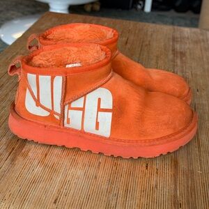 UGG Vibrant Orange Suede Ankle Boots